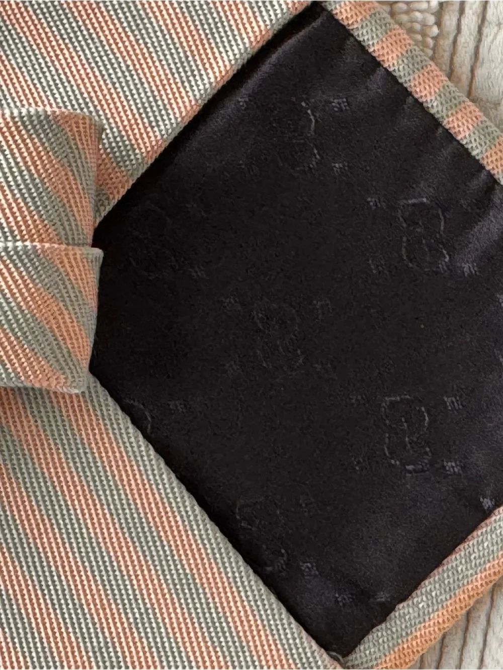 Gucci Men’s Striped Silk Tie in Peach and Light Blue
